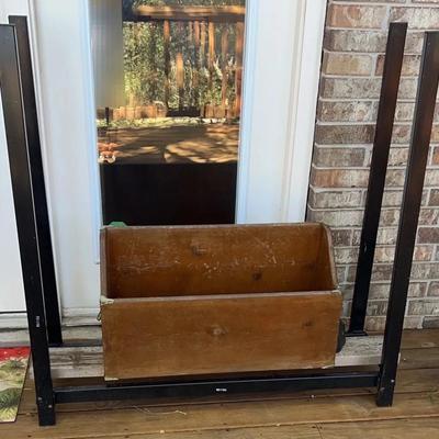 Metal Firewood Rack And Wooden Box