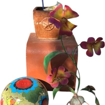 Talavera Gazing Ball, Metal Flower Yard Art, Terra Cotta Pots & More