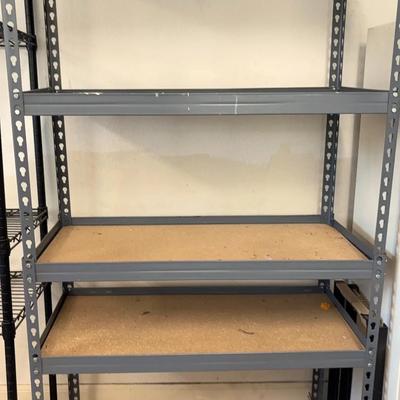 Heavy-duty Gray metal storage shelving unit with particleboard shelves - Lot 1