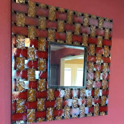 Decorative Woven Metal Trim Mirror