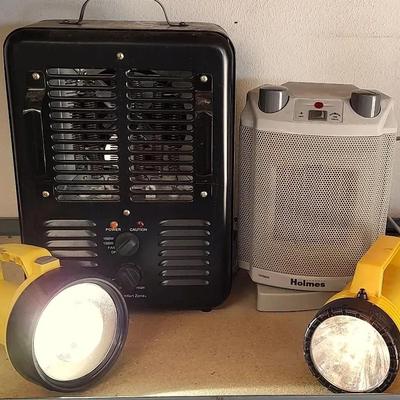 Two Space Heaters And Flashlights