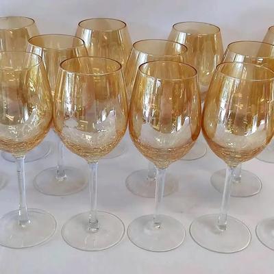 Crackle Glass Wine Glasses- Golden