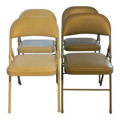Folding Tan/ Brown Chairs (Set Of 4)