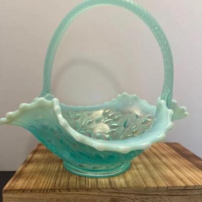 Large Fenton Opalescent Glass Basket