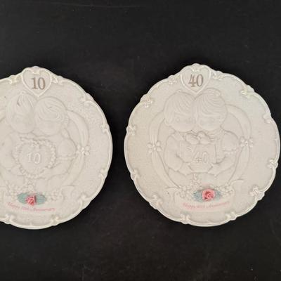 Precious Moments Anniversary Plates 10 Yr & 40 Yr