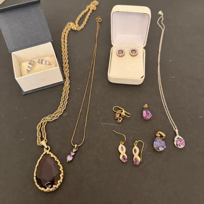 Amethyst Lot Of Jewelry 