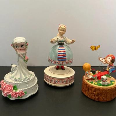 3pc Mixed Lot Of Vintage Music Boxes