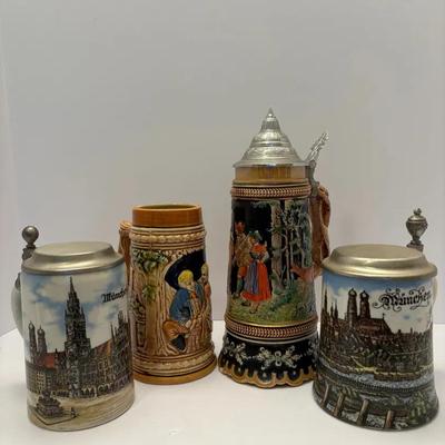 Lot Of 4 Beer Steins