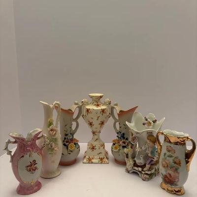 Lot Of 7 Floral Vases