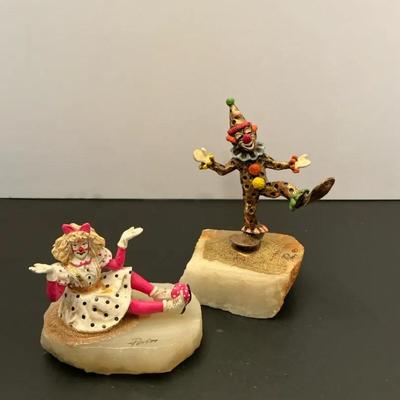 Set Of 2 Collectible Clown Figurines, Created By The Artist, Ron Lee.