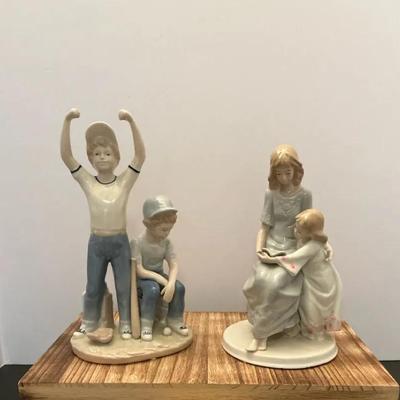 Lot of Two Figurines Paul Sebastian Baseball and Mother Daughter
