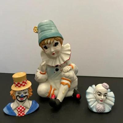 3pc Mixed Lot Vintage Porcelain Clowns 
