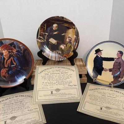 Lot Of Three Norman Rockwell Historical Collectible Plates 