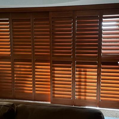 MidCentury Wood Plantation Shutters Sliding Doors, 2 Panels