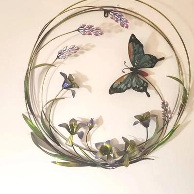 Iridescent Butterfly Metal Wall Art - Great Condition