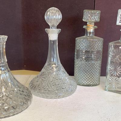 Glass and Crystal Decanters, 4 Pcs