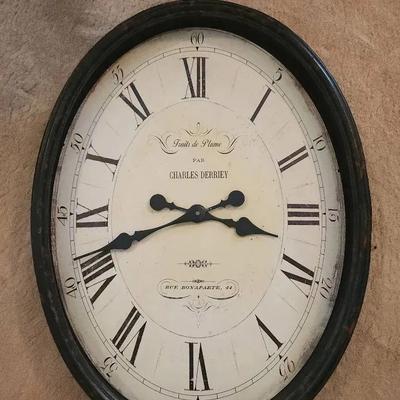Charles Derriey Oval Metal Wall Clock with Bird