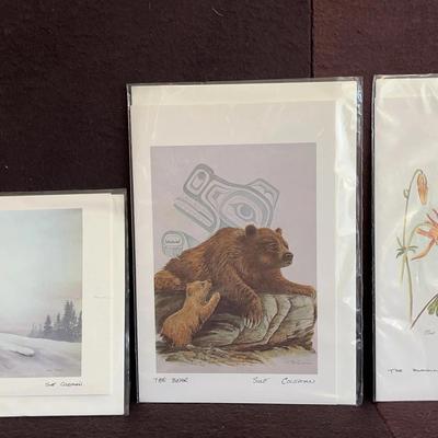 Sue Coleman Canadian Wildlife Lithograph Cards, 3 Pcs NIP