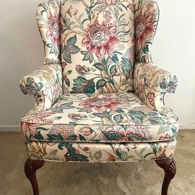 Sherrill Floral Upholstered Wingback Chair (1st)