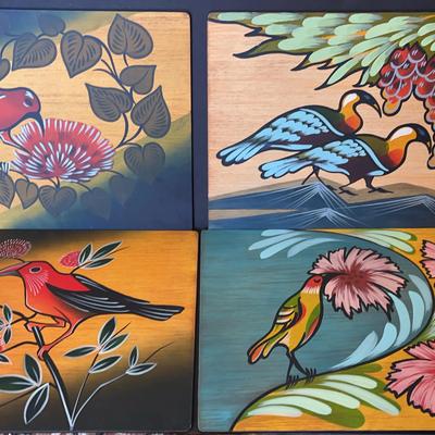 Handpainted Placemats- Bird Theme, 4 Pcs