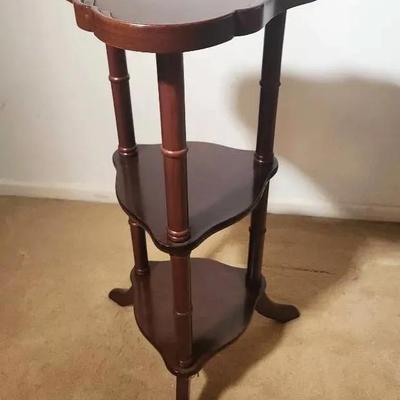 3-Tier Scalloped Cherrywood Table, Vintage