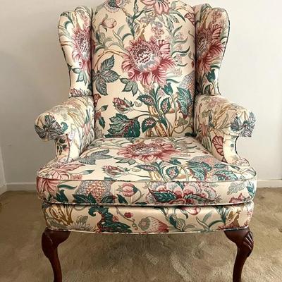 Sherrill Floral Upholstered Wingback Chair (2nd)
