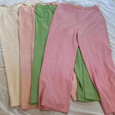 St. John Knit Pants Size 12-14 Pink, Green, Beige - Vintage