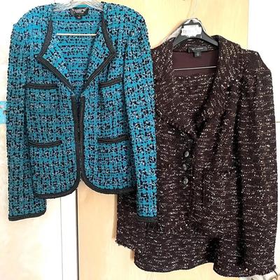 St. John Couture Suit and Blazer Size 10, 12, 14 - Blue Green & Gray - Vintage