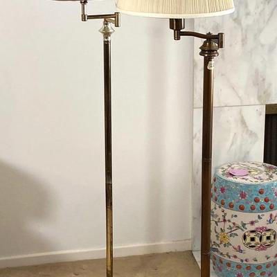 Vintage Swing Arm Lamps - Brass Finish, Pleated Shade and Contemporary Shade, 2 Pcs