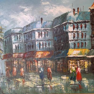 Original Oil Painting, Montmartre, Paris Street Scene, Signed and Framed