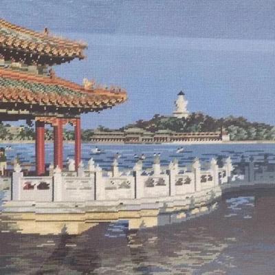 Cross Stitch Needlepoint, Beihai Park Beijing, China - Framed