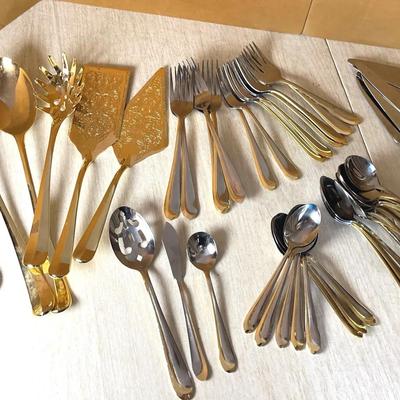 Cambridge Stainless Steel Flatware and Goldplated Serving Flatware