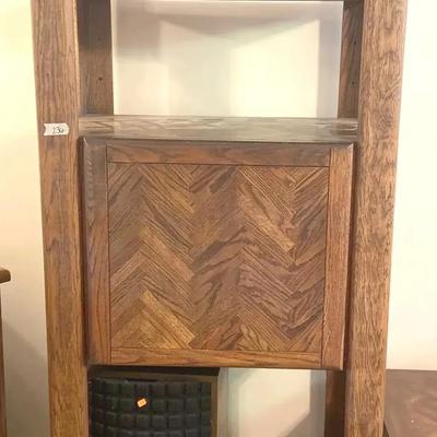 MidCentury Solid Wood Bookshelf - Herringbone Inlays - Vintage