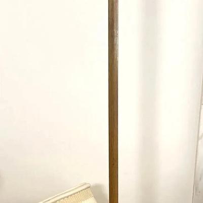 Torchier Brass Standing Lamp with Opaque Glass and Fabric Shades