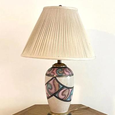 Ceramic Ginger Jar Style Table Lamp With Pleated Shade - Goldleaf