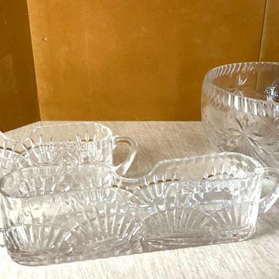 Atrium by Crystal Clear Industries Crystal Bowl and Shannon Crystal Cutlery Caddies