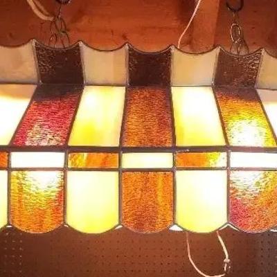 Vintage Stained Glass Billiards Light 