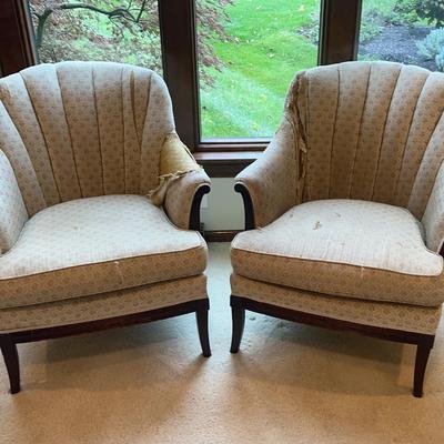 2 Vintage Channel Back Arm Chairs 