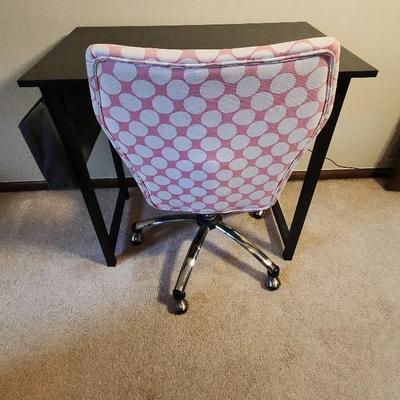 Black Desk With Pink And White Chair