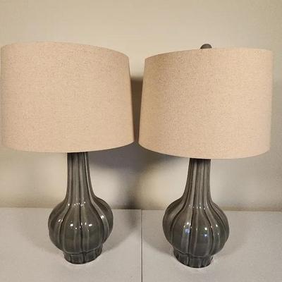 Pair Of Gray Contemporary Lamps