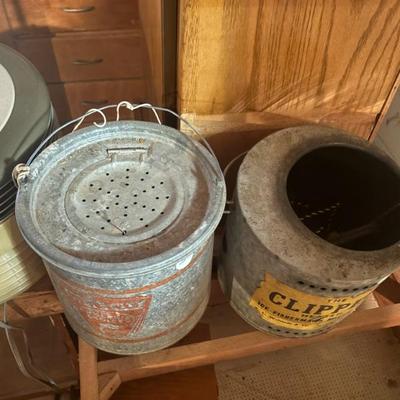 Old minnow buckets  bait cages etc. 