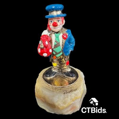 MW503 - Ron Lee 5 Inch 1995, Clown Sculpture On Onyx Base. Signed And Numbered 