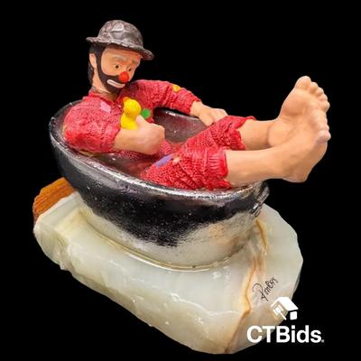 MW520 - Ron Lee 1998, 5 Inch Clown Sculpture, Onyx Base, Signed, Numbered, Inscribed 