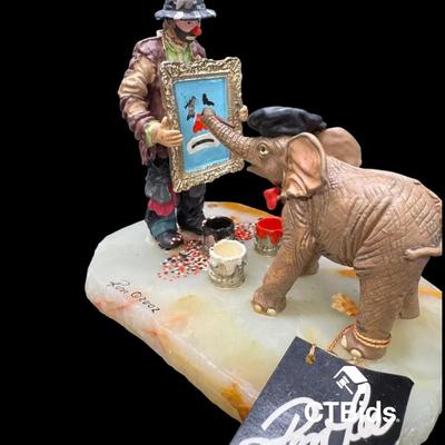 MW540 - Ron Lee 2002, 6 1/2 “, Clown Sculpture, Onyx Base, Signed, Numbered, Inscribed 