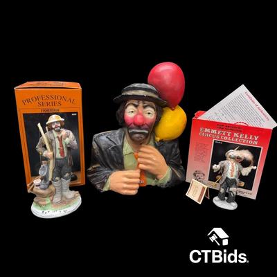 MW544 - Emmett Kelly Junior Figurines (2) And EKJ Bust , 13” Tall