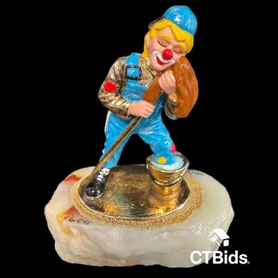 MW502 - Ron Lee 5.5 Inch Tall, 1995 Clown Sculpture On Onyx Base. Signed And Numbered.