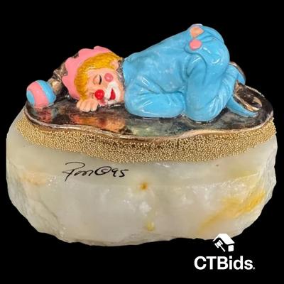 MW504 - Ron Lee 3 Inch, 1995 Clown Sculpture On Onyx Base. Signed And Numbered.