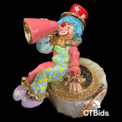MW519 - Ron Lee 3 Inch, 1999, Clown Sculpture, Onyx Base. Signed, Numbered