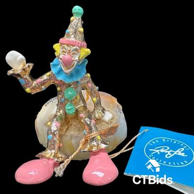 MW521- Ron Lee 2000 ,4 Inch Clown Sculpture, Onyx Base, Signed, Numbered, Inscribed 