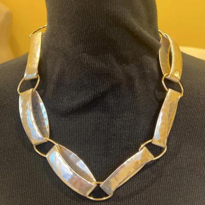 Hammered link statement necklace by Robert Lee Morris